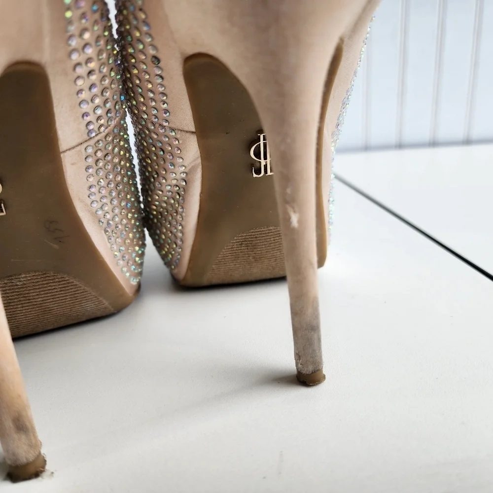 Jennifer Lopez Womens  Studded Blink Beige Ultra High Heels Gemmy Blush Beige - Picture 8 of 10
